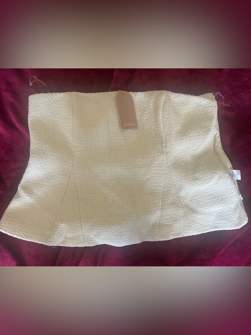 Meshki Ivory Women’s Strapless Peplum Top